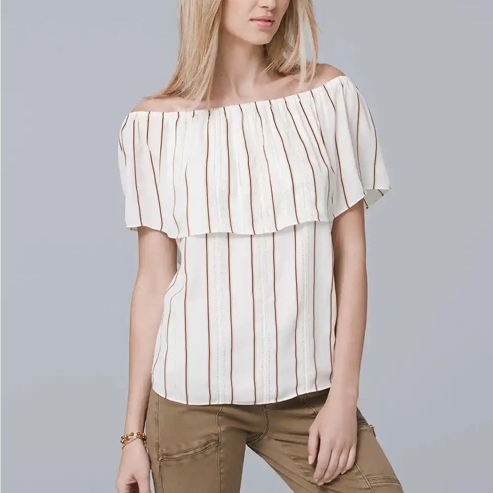 Off the shoulder striped blouse